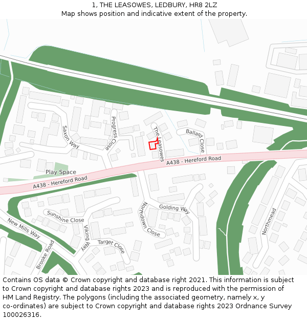 1, THE LEASOWES, LEDBURY, HR8 2LZ: Location map and indicative extent of plot