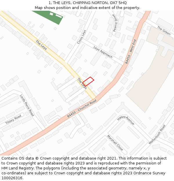 1, THE LEYS, CHIPPING NORTON, OX7 5HQ: Location map and indicative extent of plot