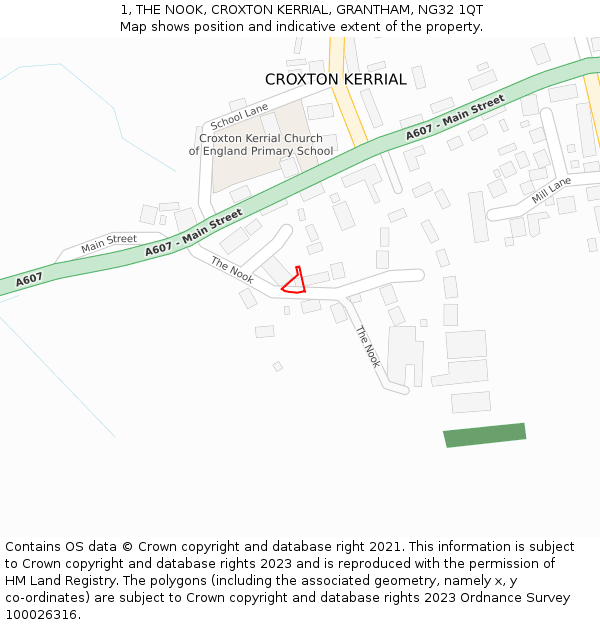 1, THE NOOK, CROXTON KERRIAL, GRANTHAM, NG32 1QT: Location map and indicative extent of plot