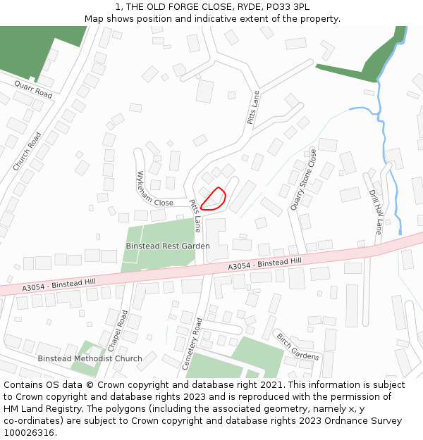 1, THE OLD FORGE CLOSE, RYDE, PO33 3PL: Location map and indicative extent of plot