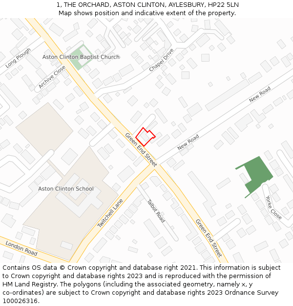 1, THE ORCHARD, ASTON CLINTON, AYLESBURY, HP22 5LN: Location map and indicative extent of plot