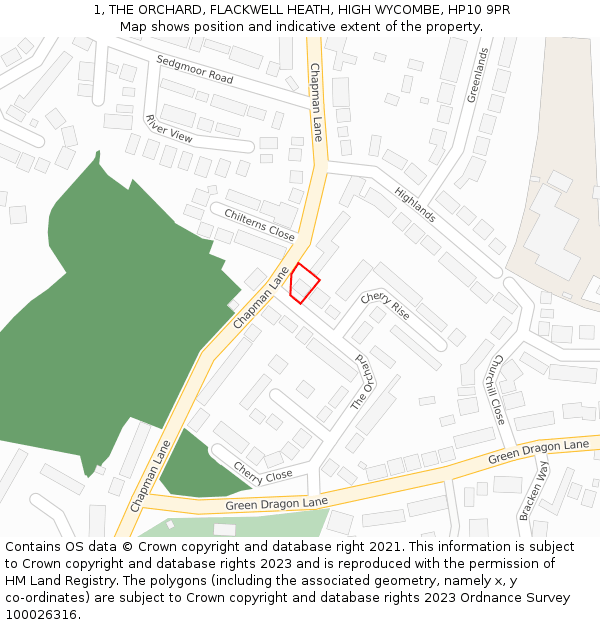 1, THE ORCHARD, FLACKWELL HEATH, HIGH WYCOMBE, HP10 9PR: Location map and indicative extent of plot