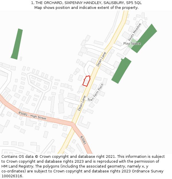 1, THE ORCHARD, SIXPENNY HANDLEY, SALISBURY, SP5 5QL: Location map and indicative extent of plot