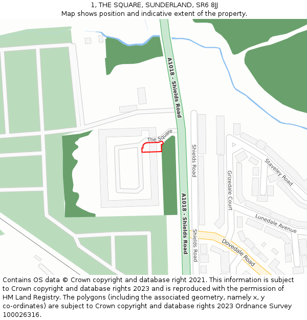 1, THE SQUARE, SUNDERLAND, SR6 8JJ: Location map and indicative extent of plot