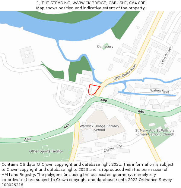 1, THE STEADING, WARWICK BRIDGE, CARLISLE, CA4 8RE: Location map and indicative extent of plot