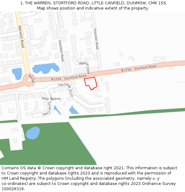 1, THE WARREN, STORTFORD ROAD, LITTLE CANFIELD, DUNMOW, CM6 1SS: Location map and indicative extent of plot