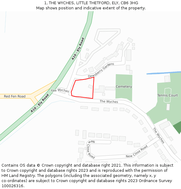 1, THE WYCHES, LITTLE THETFORD, ELY, CB6 3HG: Location map and indicative extent of plot