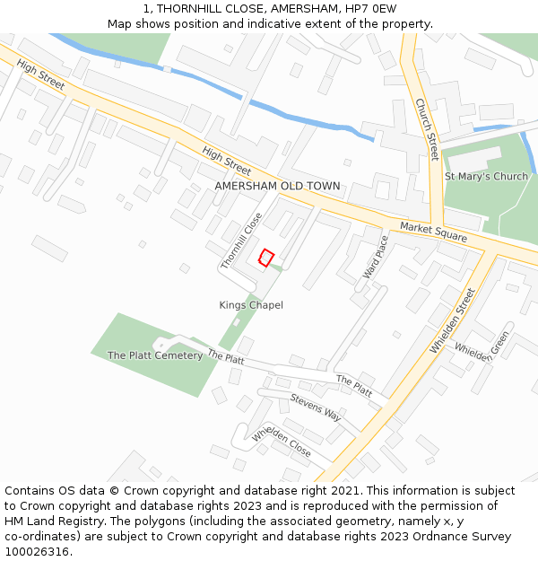 1, THORNHILL CLOSE, AMERSHAM, HP7 0EW: Location map and indicative extent of plot