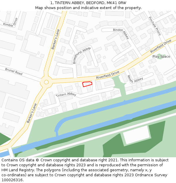 1, TINTERN ABBEY, BEDFORD, MK41 0RW: Location map and indicative extent of plot