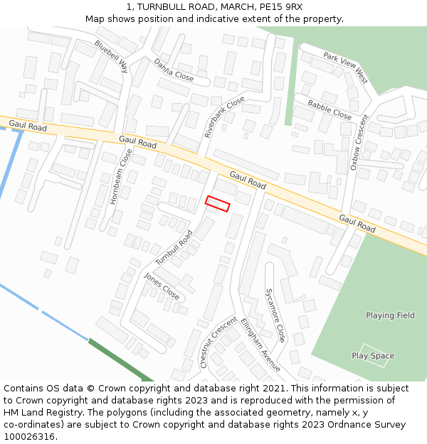 1, TURNBULL ROAD, MARCH, PE15 9RX: Location map and indicative extent of plot