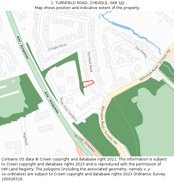 1, TURNFIELD ROAD, CHEADLE, SK8 1JQ: Location map and indicative extent of plot