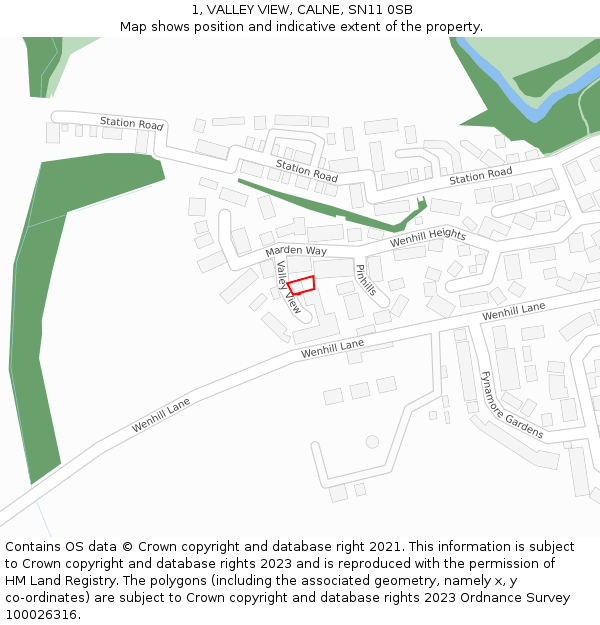 1, VALLEY VIEW, CALNE, SN11 0SB: Location map and indicative extent of plot