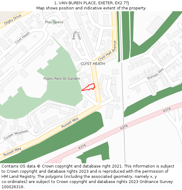 1, VAN BUREN PLACE, EXETER, EX2 7TJ: Location map and indicative extent of plot