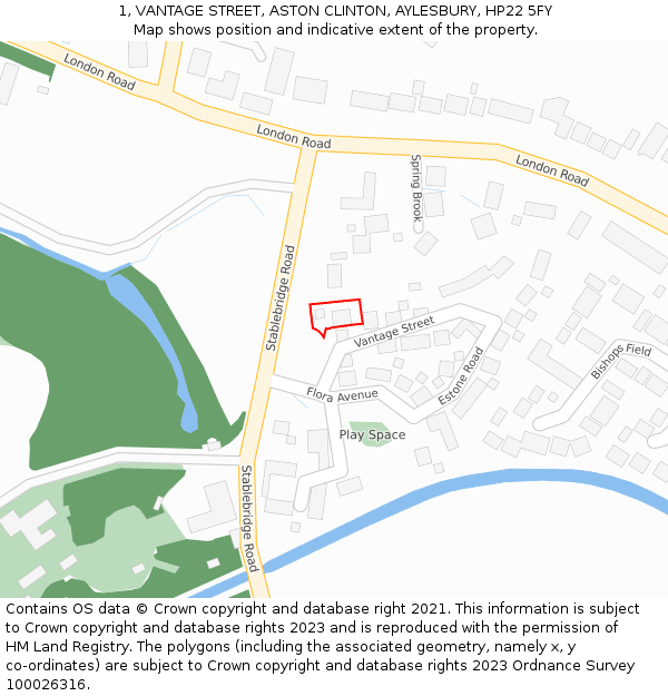 1, VANTAGE STREET, ASTON CLINTON, AYLESBURY, HP22 5FY: Location map and indicative extent of plot