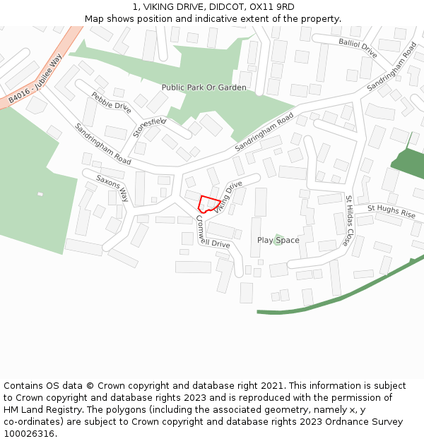 1, VIKING DRIVE, DIDCOT, OX11 9RD: Location map and indicative extent of plot