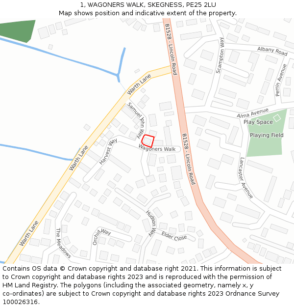 1, WAGONERS WALK, SKEGNESS, PE25 2LU: Location map and indicative extent of plot