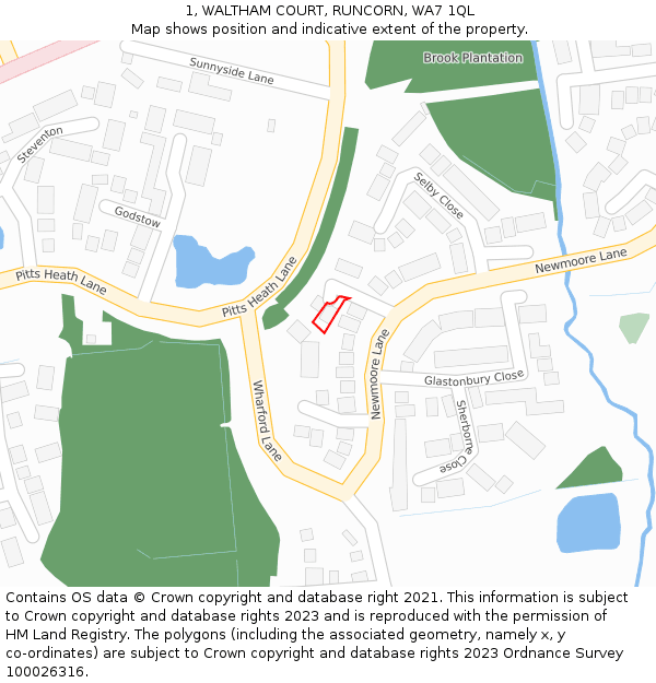 1, WALTHAM COURT, RUNCORN, WA7 1QL: Location map and indicative extent of plot