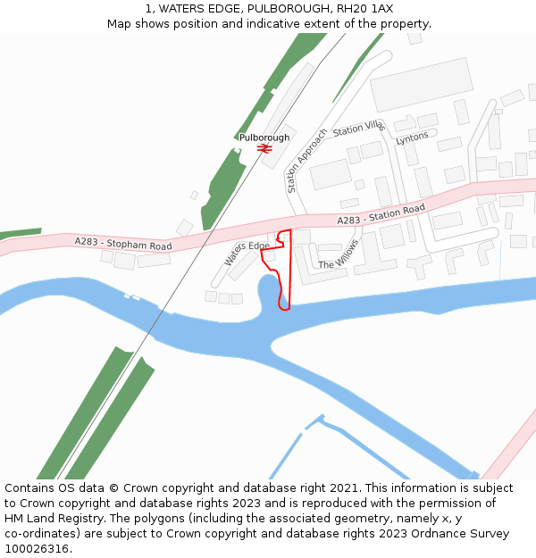 1, WATERS EDGE, PULBOROUGH, RH20 1AX: Location map and indicative extent of plot