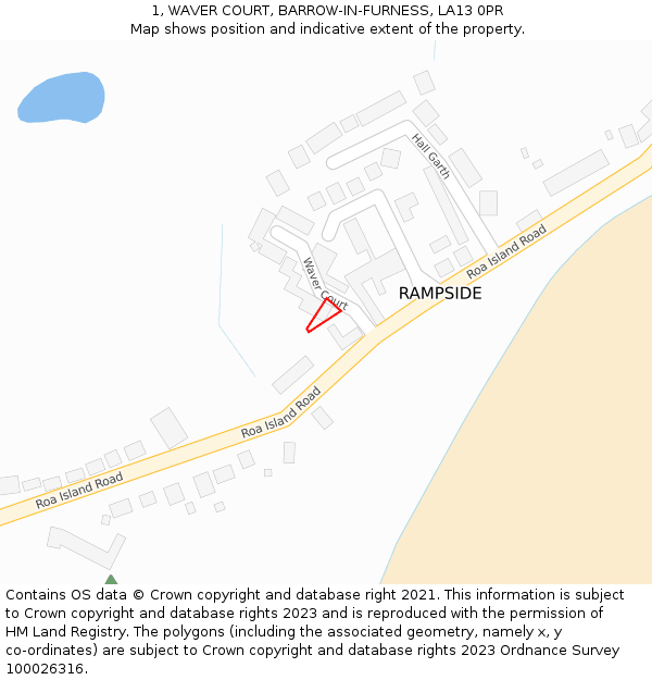 1, WAVER COURT, BARROW-IN-FURNESS, LA13 0PR: Location map and indicative extent of plot