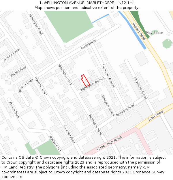 1, WELLINGTON AVENUE, MABLETHORPE, LN12 1HL: Location map and indicative extent of plot