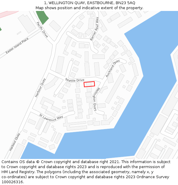 1, WELLINGTON QUAY, EASTBOURNE, BN23 5AQ: Location map and indicative extent of plot