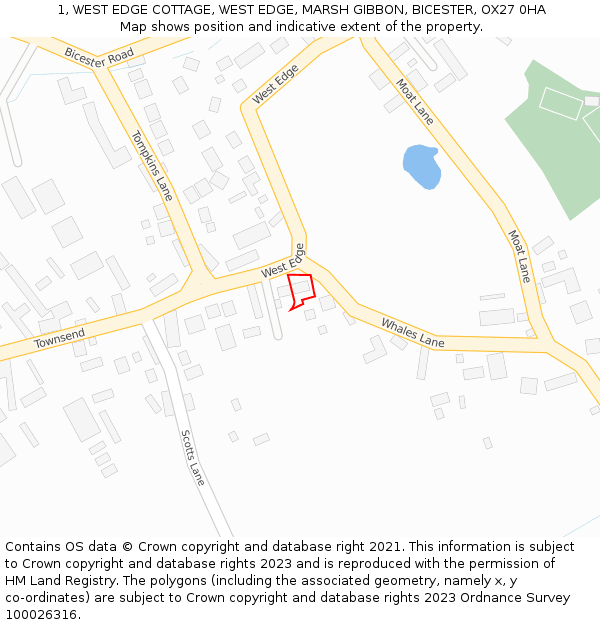 1, WEST EDGE COTTAGE, WEST EDGE, MARSH GIBBON, BICESTER, OX27 0HA: Location map and indicative extent of plot