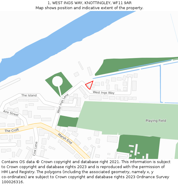 1, WEST INGS WAY, KNOTTINGLEY, WF11 9AR: Location map and indicative extent of plot
