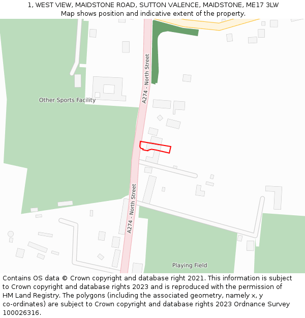 1, WEST VIEW, MAIDSTONE ROAD, SUTTON VALENCE, MAIDSTONE, ME17 3LW: Location map and indicative extent of plot