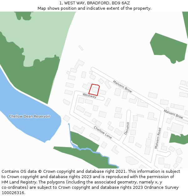 1, WEST WAY, BRADFORD, BD9 6AZ: Location map and indicative extent of plot