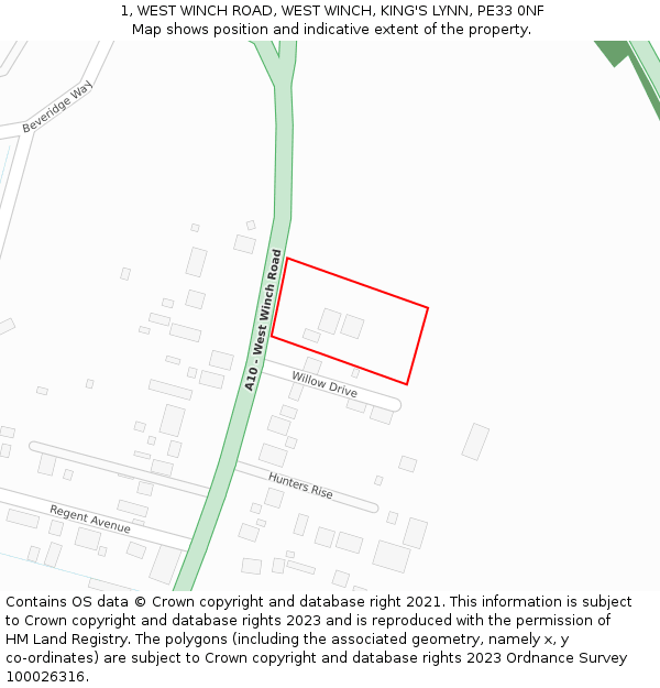 1, WEST WINCH ROAD, WEST WINCH, KING'S LYNN, PE33 0NF: Location map and indicative extent of plot