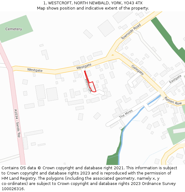 1, WESTCROFT, NORTH NEWBALD, YORK, YO43 4TX: Location map and indicative extent of plot