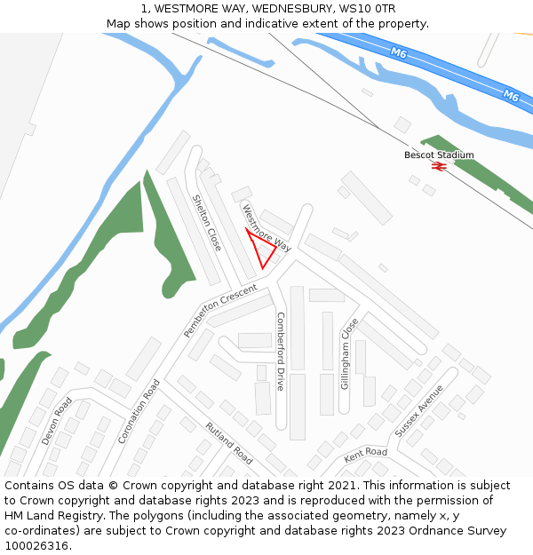 1, WESTMORE WAY, WEDNESBURY, WS10 0TR: Location map and indicative extent of plot