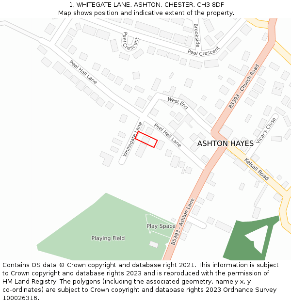 1, WHITEGATE LANE, ASHTON, CHESTER, CH3 8DF: Location map and indicative extent of plot