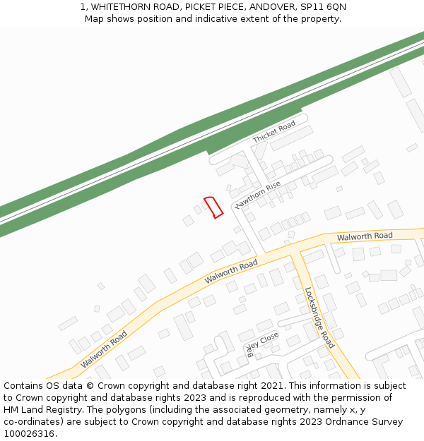 1, WHITETHORN ROAD, PICKET PIECE, ANDOVER, SP11 6QN: Location map and indicative extent of plot