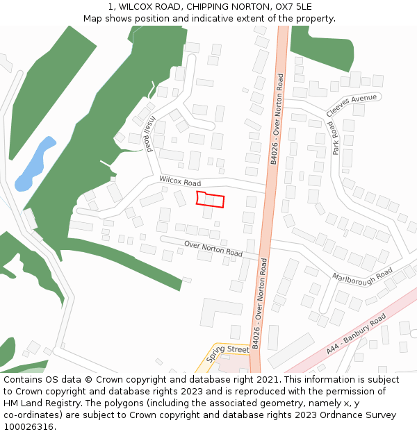 1, WILCOX ROAD, CHIPPING NORTON, OX7 5LE: Location map and indicative extent of plot