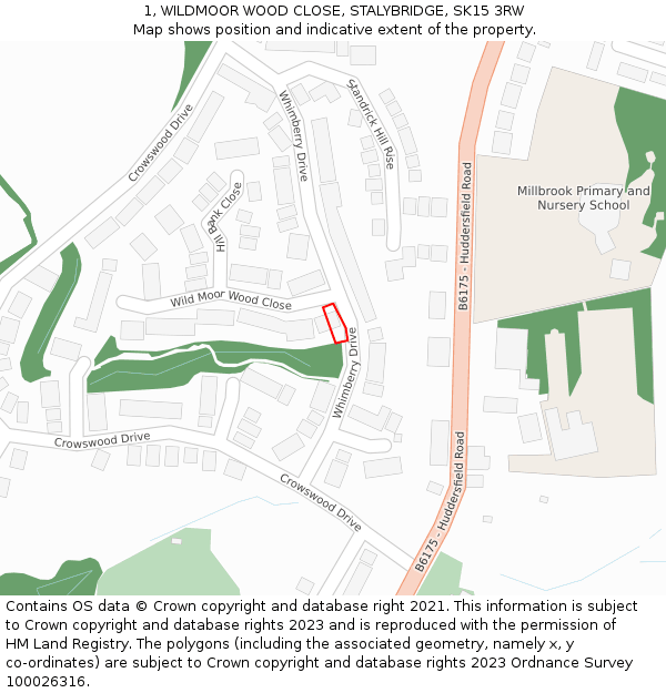 1, WILDMOOR WOOD CLOSE, STALYBRIDGE, SK15 3RW: Location map and indicative extent of plot