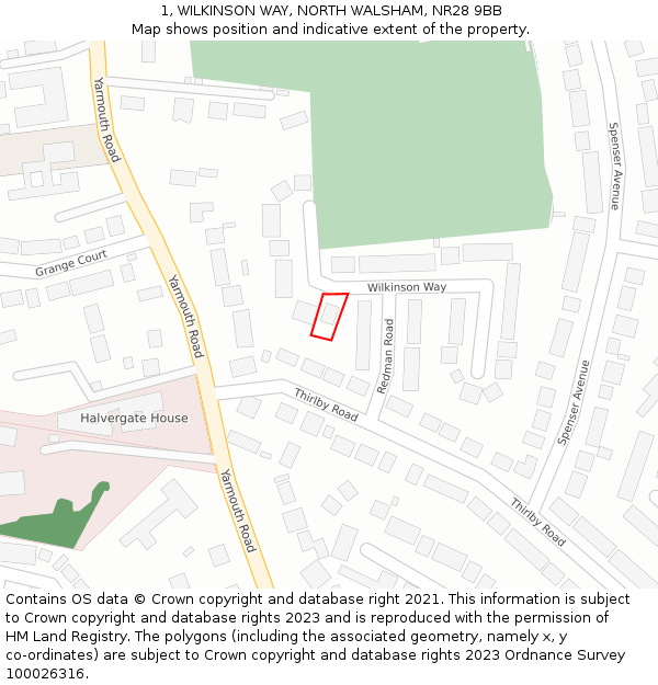 1, WILKINSON WAY, NORTH WALSHAM, NR28 9BB: Location map and indicative extent of plot