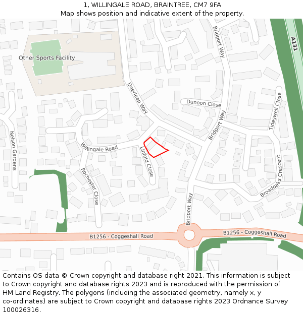 1, WILLINGALE ROAD, BRAINTREE, CM7 9FA: Location map and indicative extent of plot