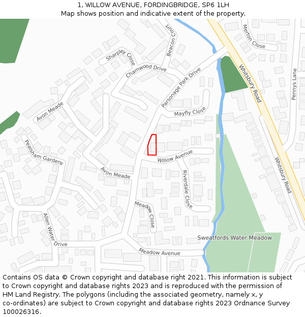 1, WILLOW AVENUE, FORDINGBRIDGE, SP6 1LH: Location map and indicative extent of plot