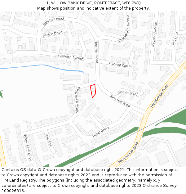 1, WILLOW BANK DRIVE, PONTEFRACT, WF8 2WQ: Location map and indicative extent of plot