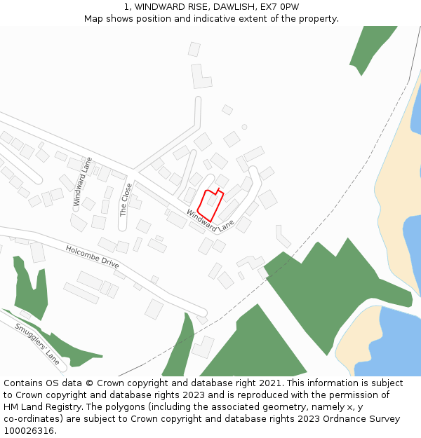 1, WINDWARD RISE, DAWLISH, EX7 0PW: Location map and indicative extent of plot
