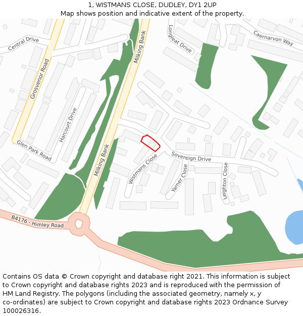 1, WISTMANS CLOSE, DUDLEY, DY1 2UP: Location map and indicative extent of plot