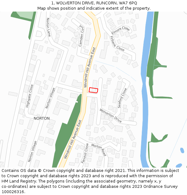 1, WOLVERTON DRIVE, RUNCORN, WA7 6PQ: Location map and indicative extent of plot