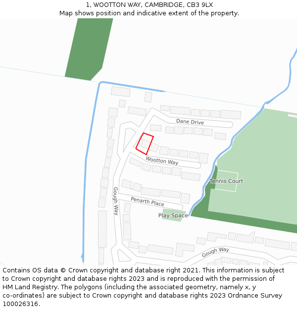 1, WOOTTON WAY, CAMBRIDGE, CB3 9LX: Location map and indicative extent of plot