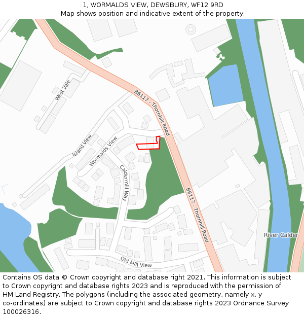 1, WORMALDS VIEW, DEWSBURY, WF12 9RD: Location map and indicative extent of plot