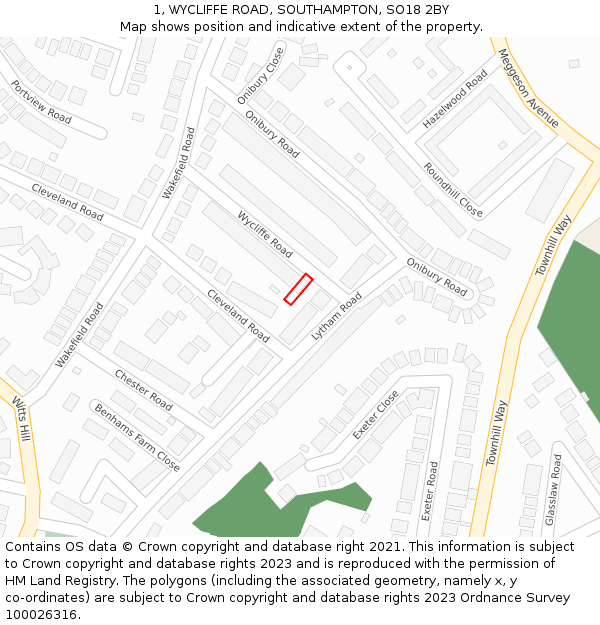 1, WYCLIFFE ROAD, SOUTHAMPTON, SO18 2BY: Location map and indicative extent of plot