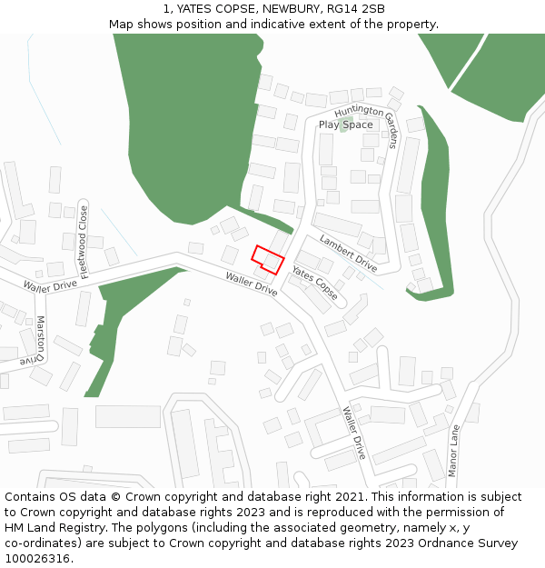 1, YATES COPSE, NEWBURY, RG14 2SB: Location map and indicative extent of plot