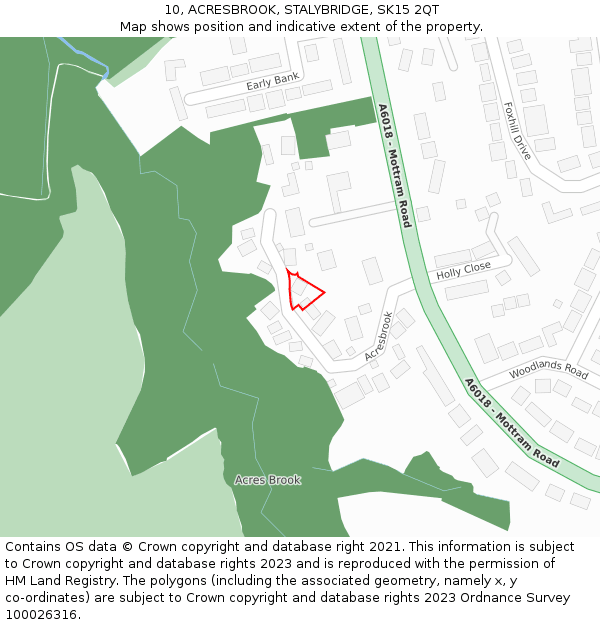 10, ACRESBROOK, STALYBRIDGE, SK15 2QT: Location map and indicative extent of plot