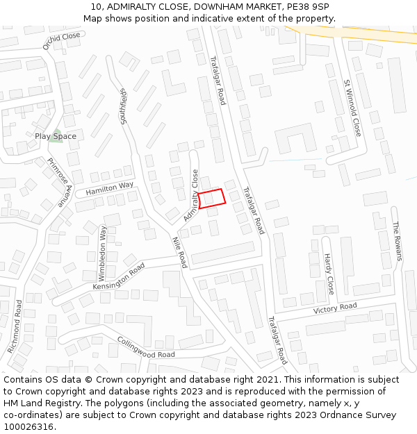 10, ADMIRALTY CLOSE, DOWNHAM MARKET, PE38 9SP: Location map and indicative extent of plot