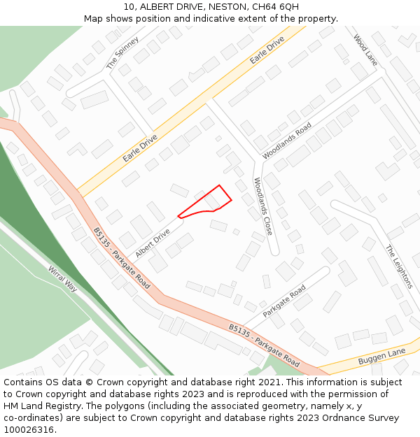 10, ALBERT DRIVE, NESTON, CH64 6QH: Location map and indicative extent of plot